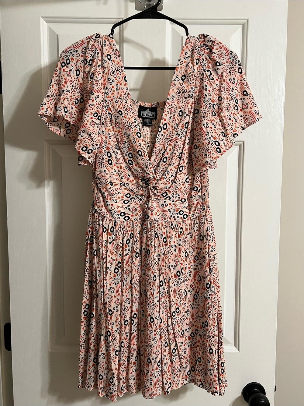 Flutter Sleeve Printed Twist-Front Dress